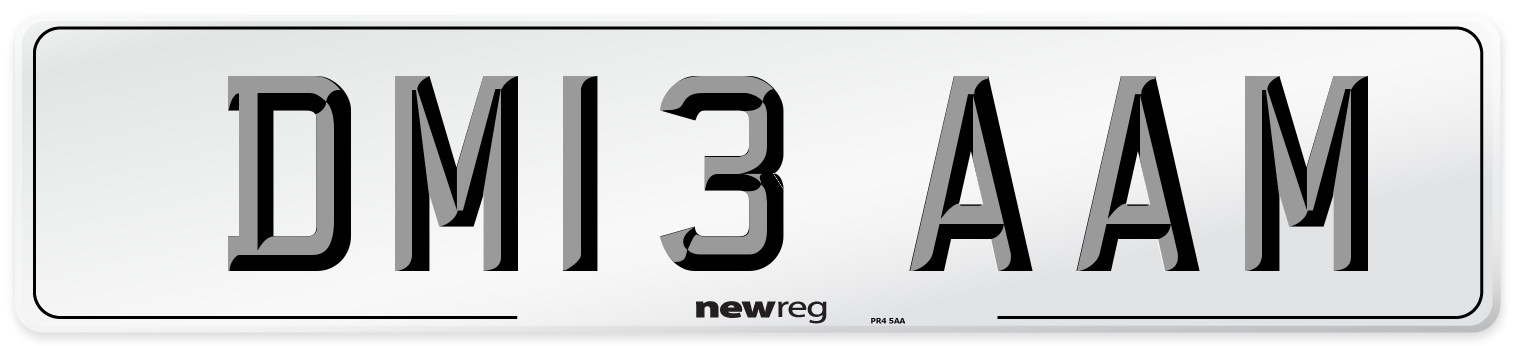DM13 AAM Number Plate from New Reg